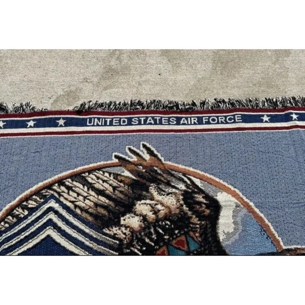 USAF United States Air Force Chief Master Sergeant Woven Tapestry Blanket 50x60
